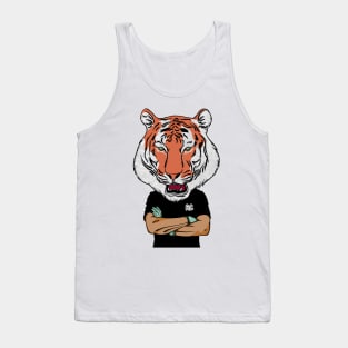 tiger head charicature character illustration Tank Top